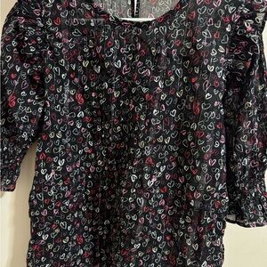 Heart Patterned Black Top